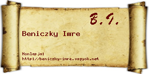 Beniczky Imre névjegykártya